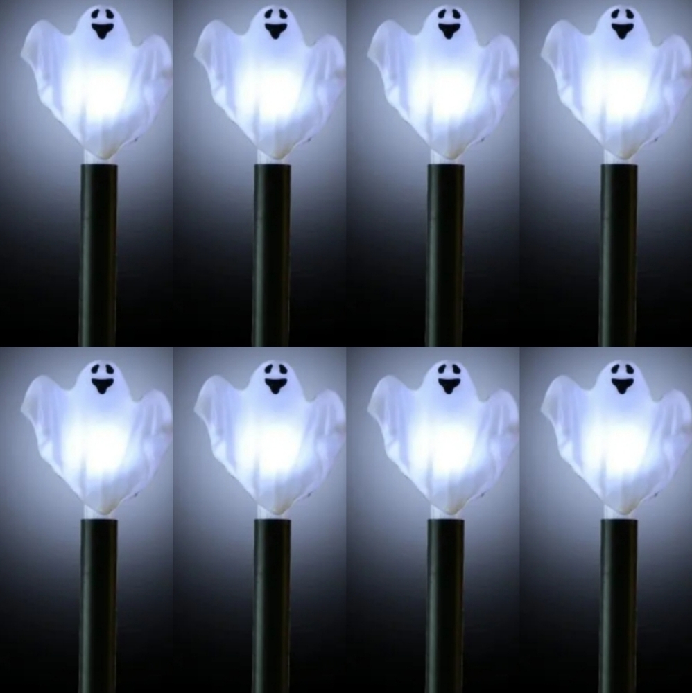 Halloween Ghost Solar Stakes Lot of 8